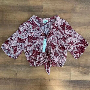 Nicole‎ Miller New York Floral Womens Crop Top Blouse Size Small NEW WITH TAG